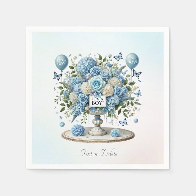 Servilleta De Papel Napkins Blue White Floral Vase (Anverso)