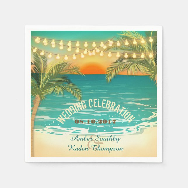 Servilleta De Papel Napkins Boda Beach Sunset (Anverso)