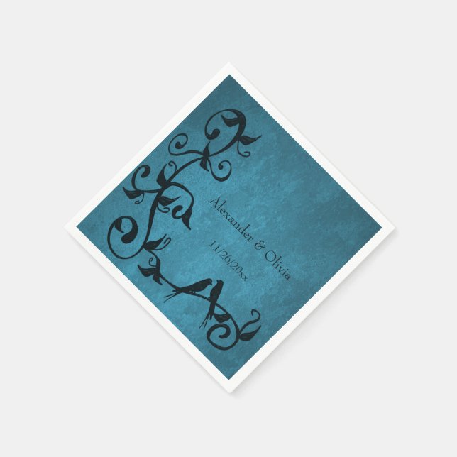 Servilleta De Papel Napkins Boda Blue Lovebirds (Borde)