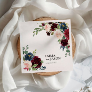Servilleta De Papel Napkins Boda Boho Floral Burgundy Rubor