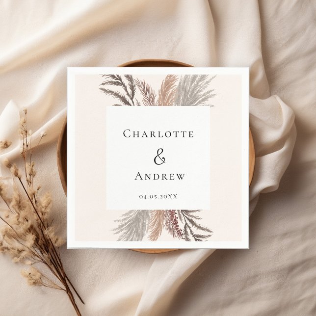 Servilleta De Papel Napkins Boda Boho Pampasgras moderno (Subido por el creador)