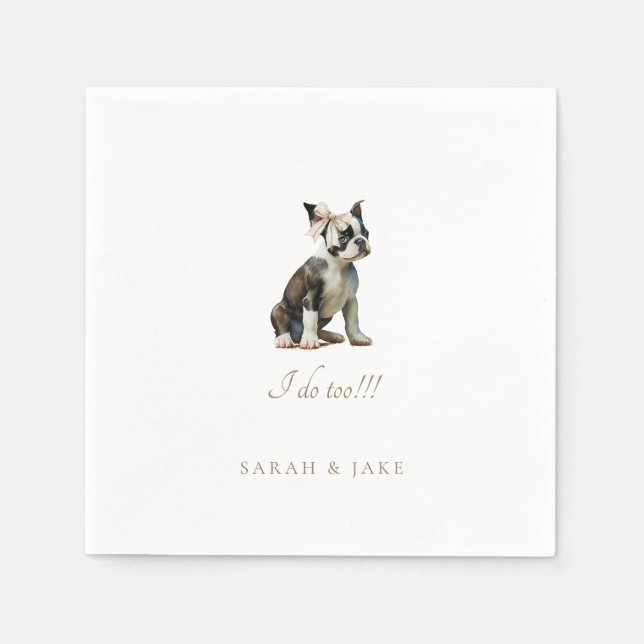 Servilleta De Papel Napkins Boda de Boston Terrier (Anverso)