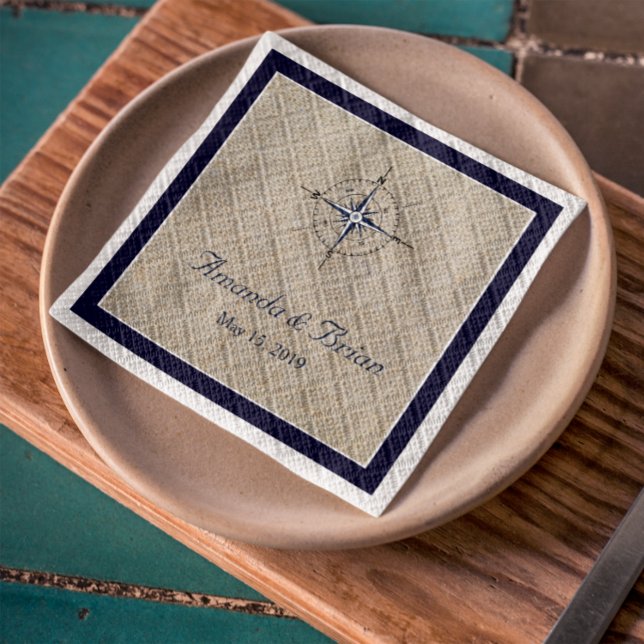 Servilleta De Papel Napkins Boda de brújula náutica personalizada (Subido por el creador)