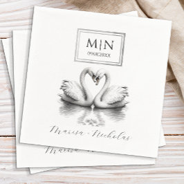 Servilleta De Papel Napkins Boda de Cisón Romántico | Blanco y negro
