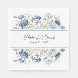 Servilleta De Papel Napkins Boda de flor silvestre azul francés