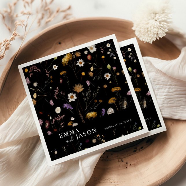 Servilleta De Papel Napkins Boda de Flores Silvestres del Boho Negro (Subido por el creador)