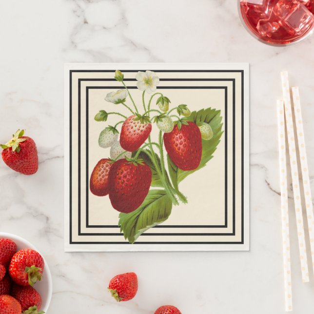Servilleta De Papel Napkins Boda de fresas negro y crema (In situ)