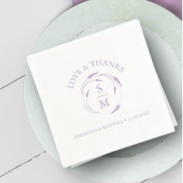 Servilleta De Papel Napkins Boda de lavanda monogramada