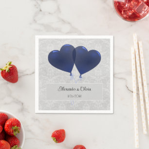 Servilleta De Papel Napkins Boda de los globos del corazón azul