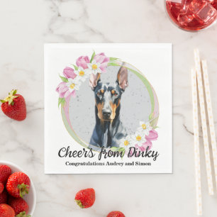 Servilleta De Papel Napkins Boda de Perro Doberman Pinscher con foto