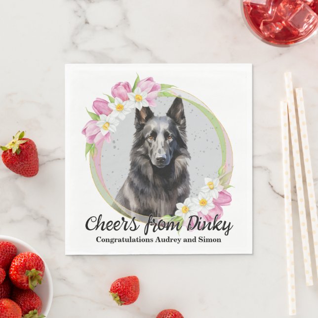 Servilleta De Papel Napkins Boda de Sheepdog belga con foto de perros (In situ)