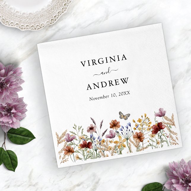 Servilleta De Papel Napkins Boda del Boho Blanco (White Boho Wildflower Wedding Napkins by Painted Paperie
)