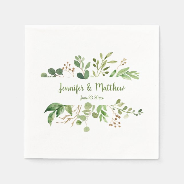 Servilleta De Papel Napkins Boda Eucalipto Botánico (Anverso)