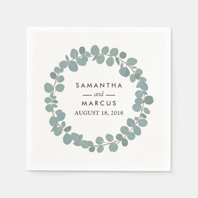 Servilleta De Papel Napkins Boda Eucalyptus Wreath Greenery (Anverso)