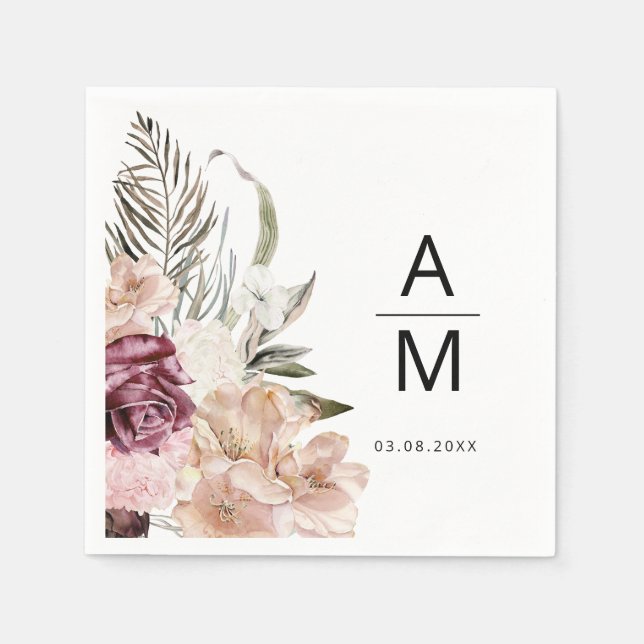 Servilleta De Papel Napkins Boda Floral (Anverso)