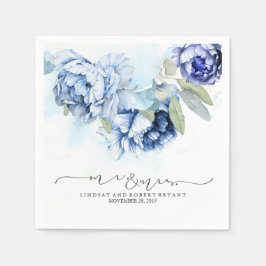 Servilleta De Papel Napkins Boda Floral Azul