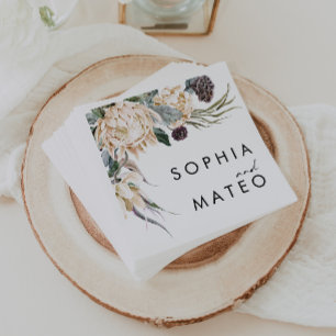 Servilleta De Papel Napkins Boda Floral Blanco