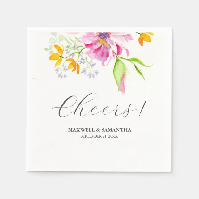 Servilleta De Papel Napkins boda Florals rosa botánico (Anverso)