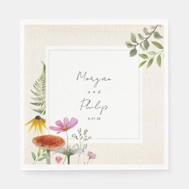 Servilleta De Papel Napkins Boda forestal botánico (Anverso)