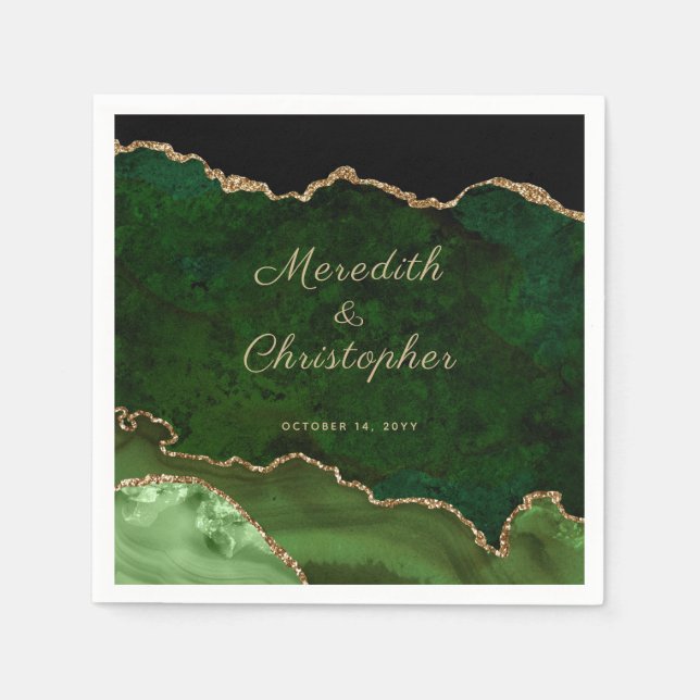 Servilleta De Papel Napkins Boda Gold Green Agate (Anverso)