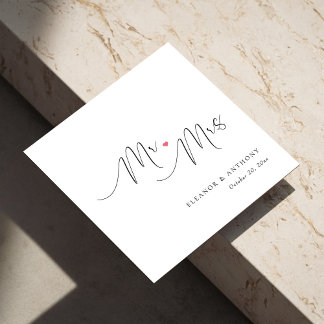 Servilleta De Papel Napkins Boda personalizada: Sr. y Sra. Heart