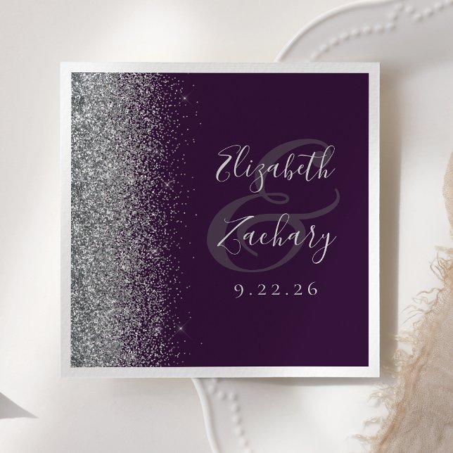 Servilleta De Papel Napkins Boda Purpurina Purple Silver (Subido por el creador)