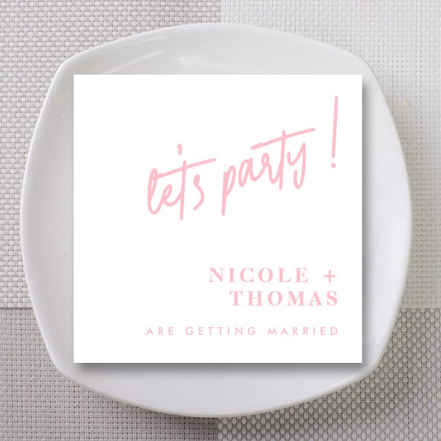 Servilleta De Papel Napkins Boda Rosado de Rubor - ¡Fiesta! (Blush Pink 'Let's Party!' Custom Wedding  Napkins)
