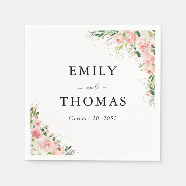 Servilleta De Papel Napkins Boda Rubor Rosa Gold (Anverso)