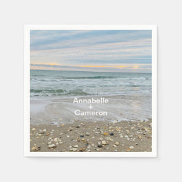 Servilleta De Papel Napkins Boda Shell Blue Beach Sunrise