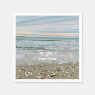 Servilleta De Papel Napkins Boda Shell Blue Beach Sunrise
