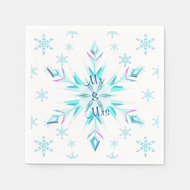 Servilleta De Papel Napkins Boda Snowflake (Anverso)