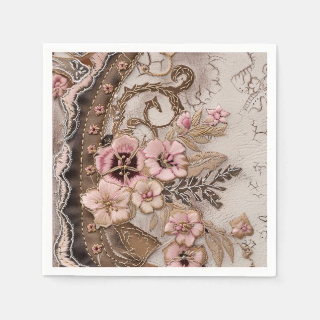 Servilleta De Papel Napkins Boho Cowgirl Western Floral Boda (Anverso)
