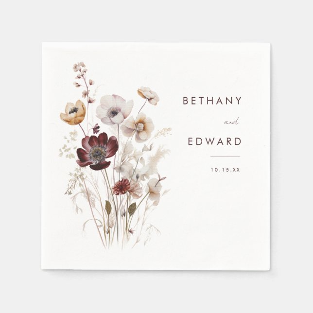 Servilleta De Papel Napkins Boho Fall Boda Floral (Anverso)