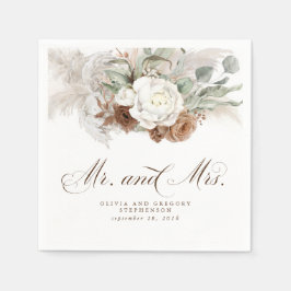 Servilleta De Papel Napkins Boho Floral Pampas Grasa Boda