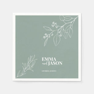Servilleta De Papel Napkins Boho Floral Sage Green Boda
