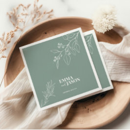 Servilleta De Papel Napkins Boho Floral Sage Green Boda