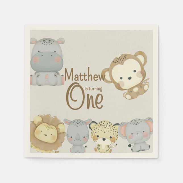 Servilleta De Papel Napkins Boho Safari Birthday (Anverso)