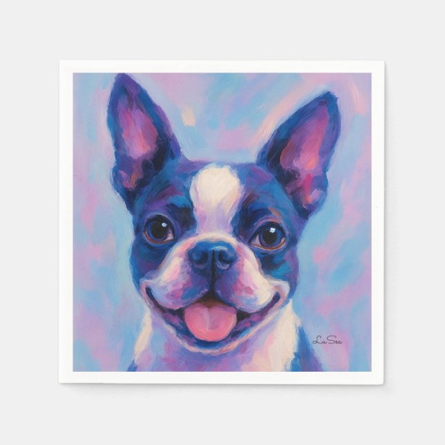 Servilleta De Papel Napkins Boston Terrier Tea Fiesta (Anverso)