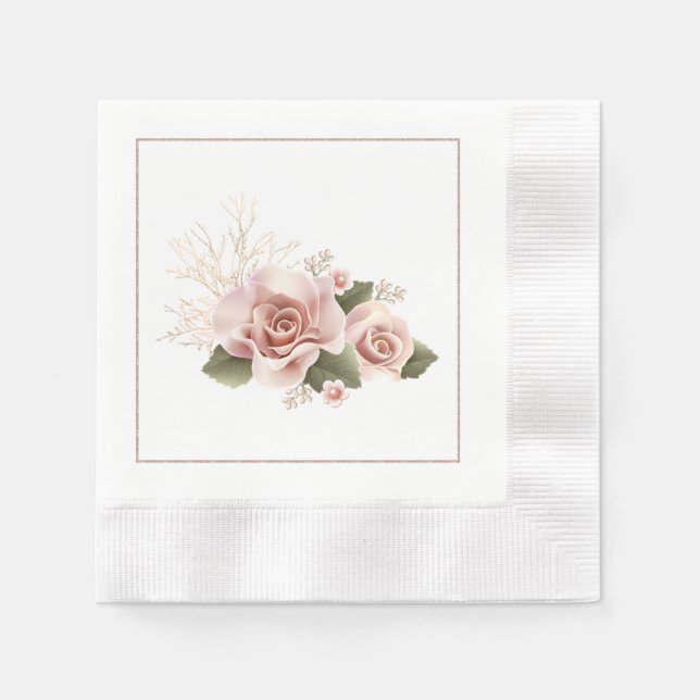 Servilleta De Papel Napkins Champaign Floral (Anverso)