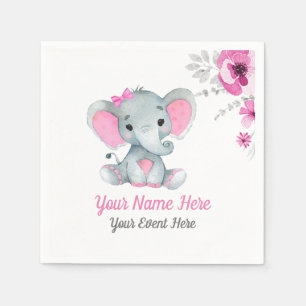 Servilleta De Papel Napkins Chica Elefante Rosa Baby Shower Cumpleaño