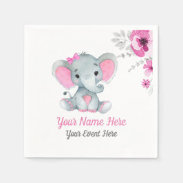 Servilleta De Papel Napkins Chica Elefante Rosa Baby Shower Cumpleaños