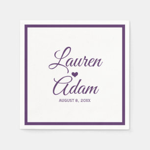 Servilleta De Papel Napkins Cocktail Corazón de script simple (Plum)