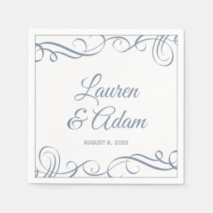 Servilleta De Papel Napkins Cocktail Elegante Swirls (Azul Dusty)