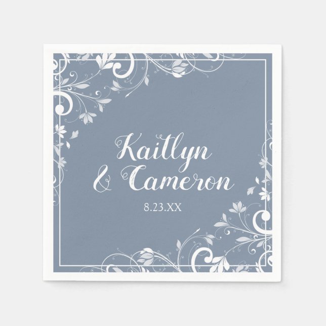 Servilleta De Papel Napkins Cocktail | Moda Bouquet (Dusty Blue) DK (Anverso)