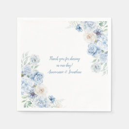 Servilleta De Papel Napkins con Boda floral azul y blanco
