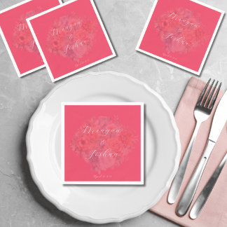 Servilleta De Papel Napkins con Boda floral rosa caliente