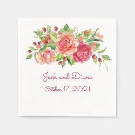 Servilleta De Papel Napkins con Boda floral rosa y rosa