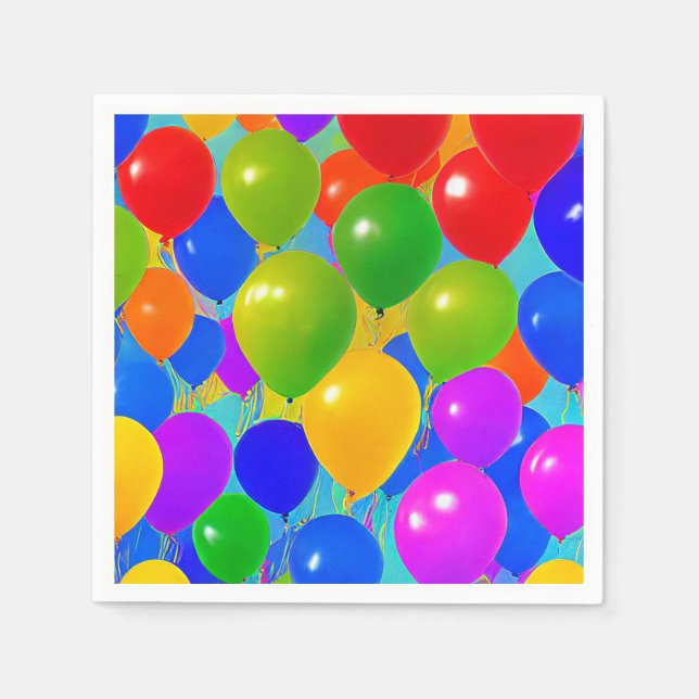 Servilleta De Papel Napkins con globos de cumpleaños (Anverso)