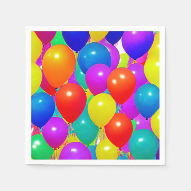 Servilleta De Papel Napkins con globos de cumpleaños (Anverso)