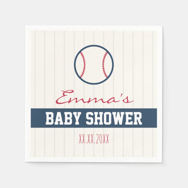 Servilleta De Papel Napkins con temas de béisbol Baby Shower (Anverso)